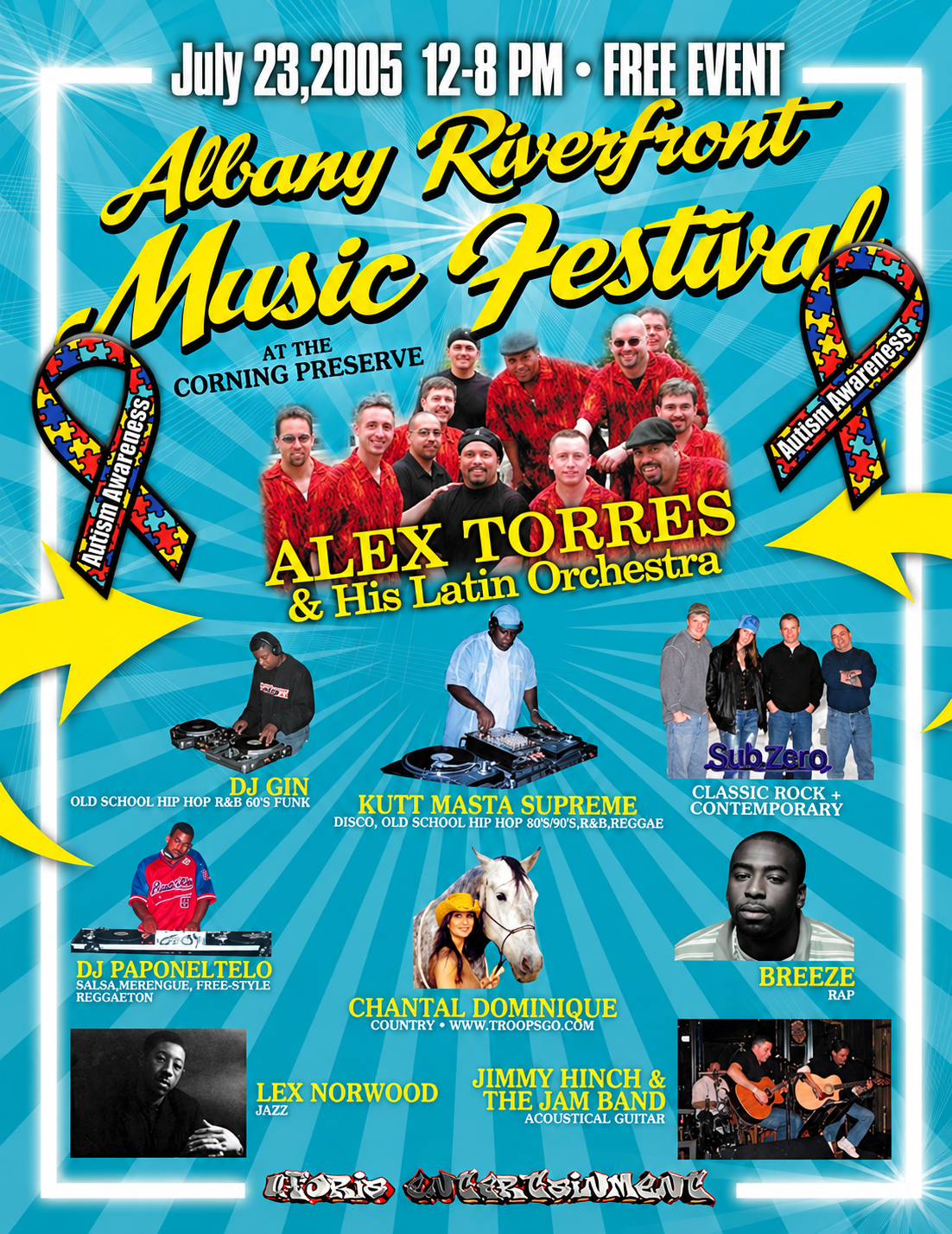 The 1st Annual Albany Riverfront Music Festival July 23, 2005 flyer front
